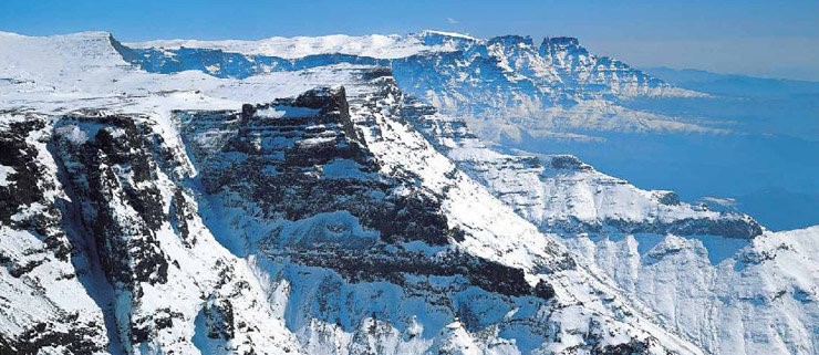 snow on the Drakensberg Mountains